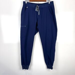 Figs Navy Jogger Track Pants with Gray Drawstring